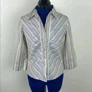 DCC stretch button up w/ stripes in blue/beige szM